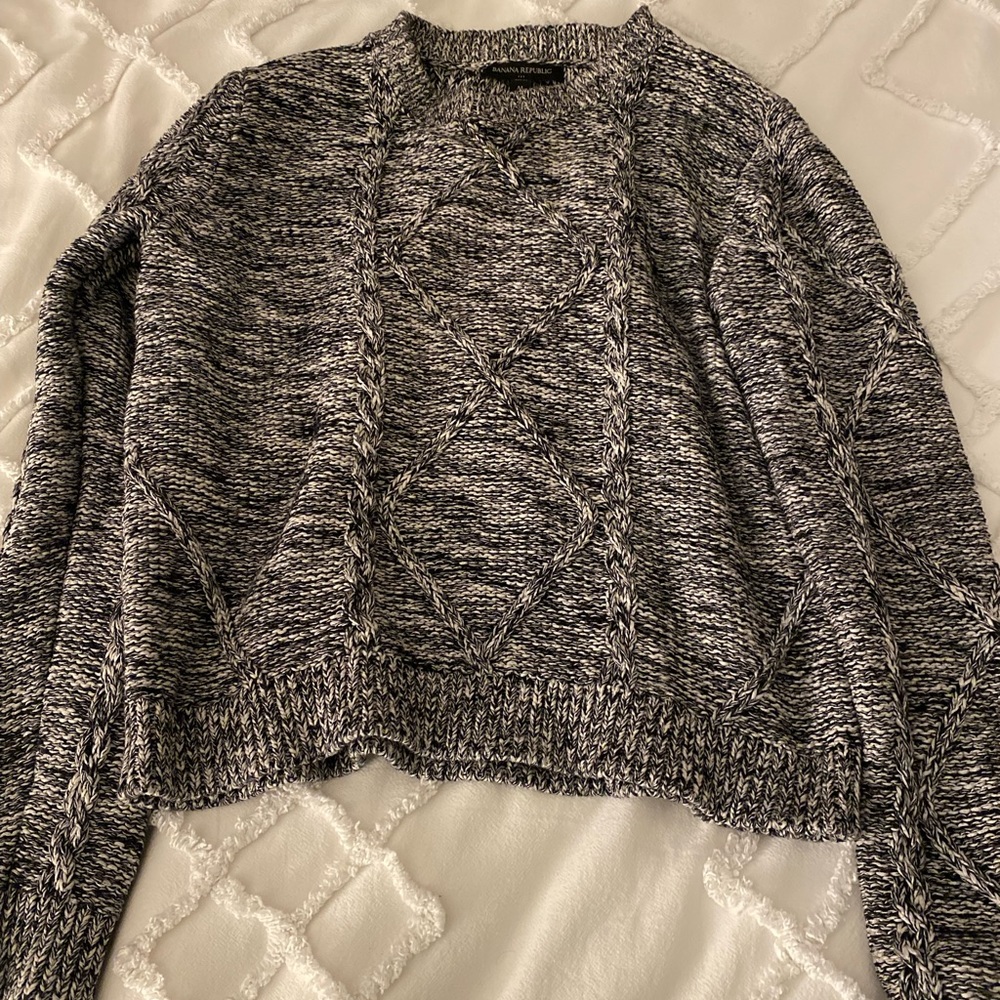 Grey and black cable knit sweater